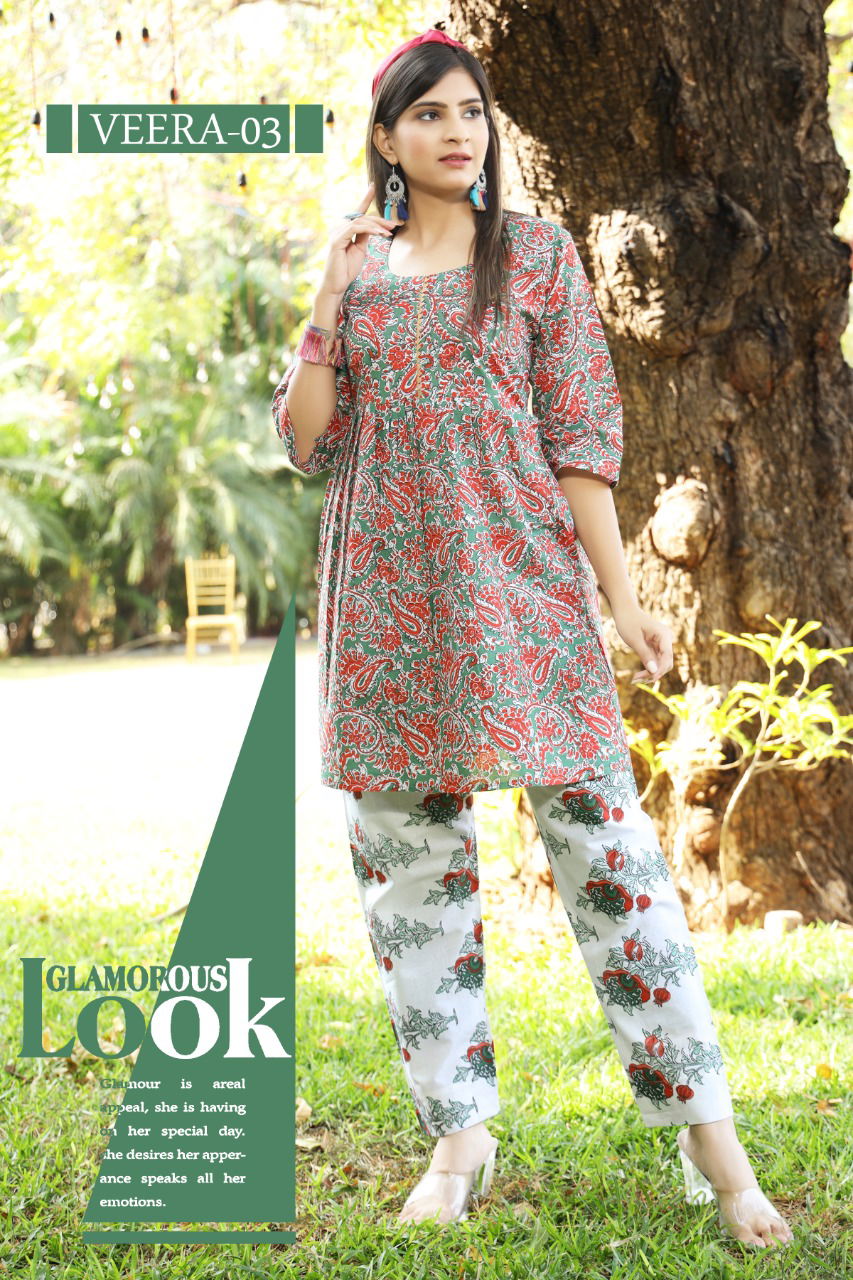 Veera Classic Ethnic Wear Designer Cotton Printed Latest Kurti Collection